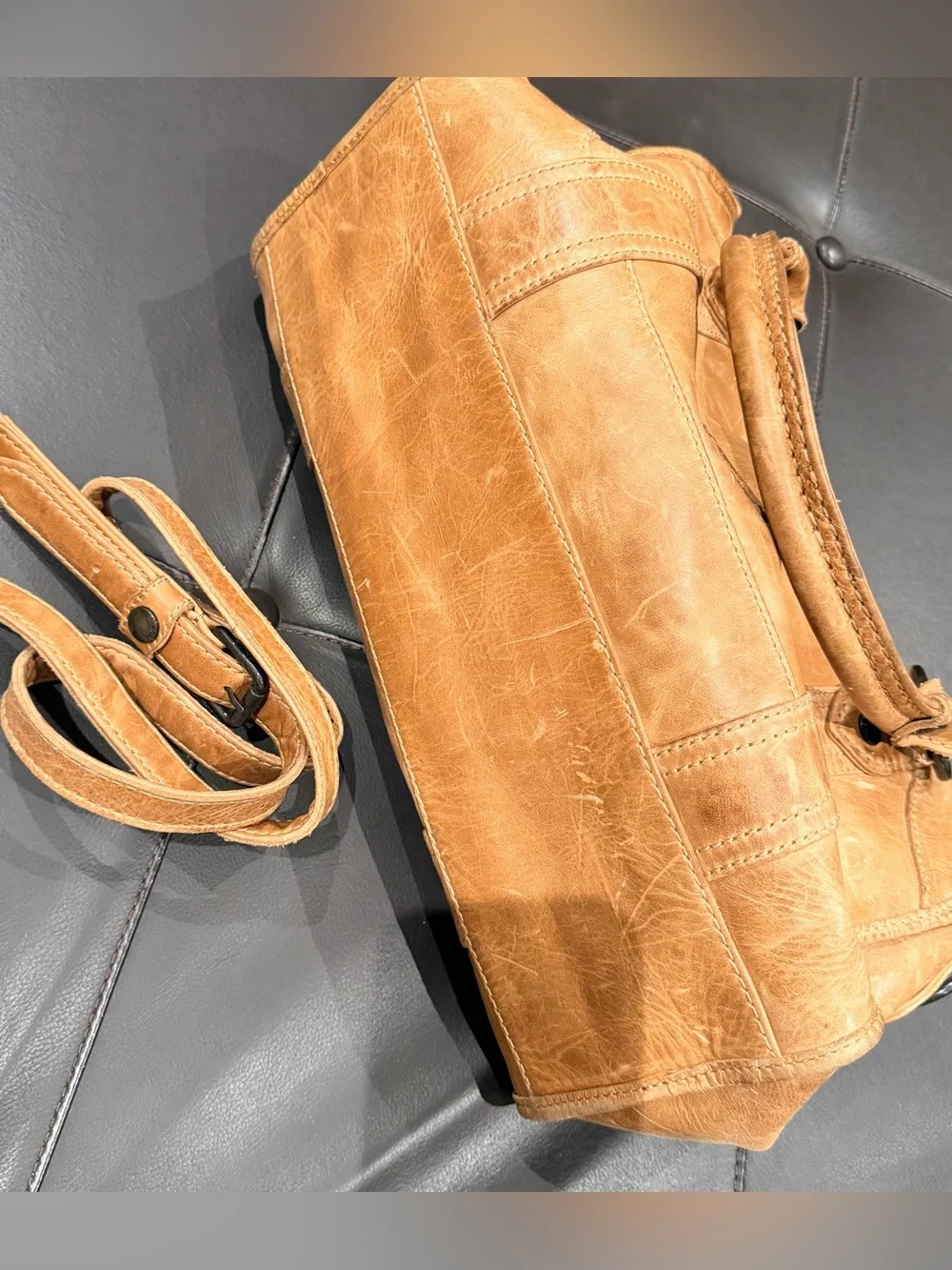 FRYE/Melissa Satchel - Tan Leather Shoulder Bag